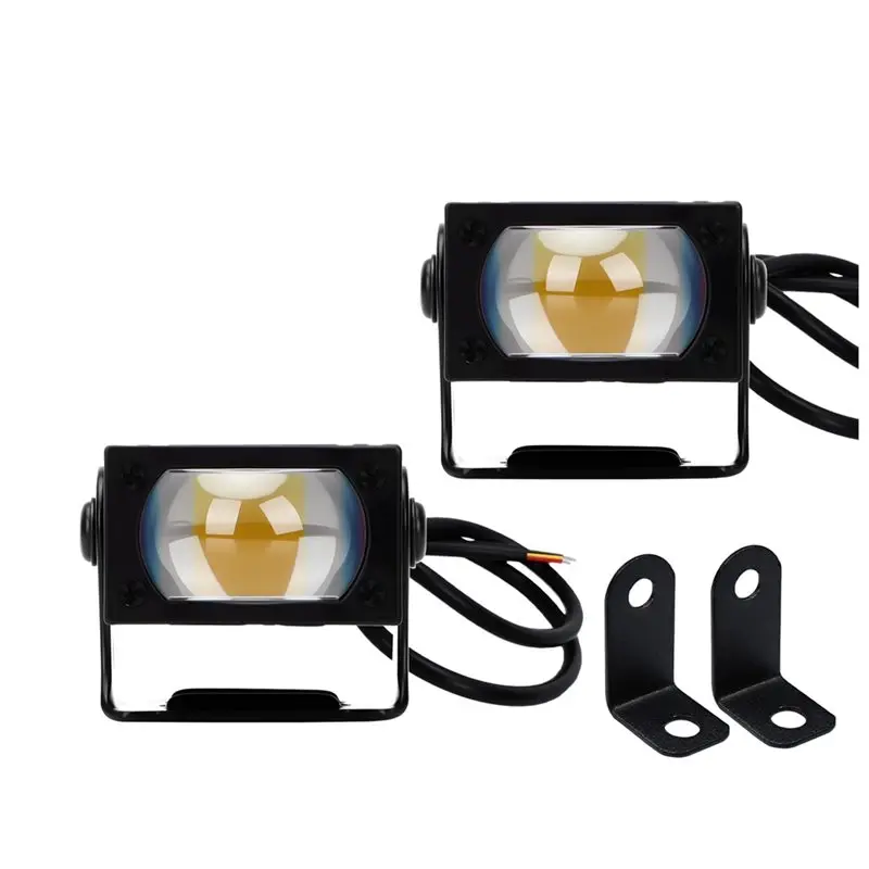 화이트 옐로우 듀얼 컬러 2PCS LED 자동차 그릴 스포트라이트 하이 로우 지프 트럭 SUV용