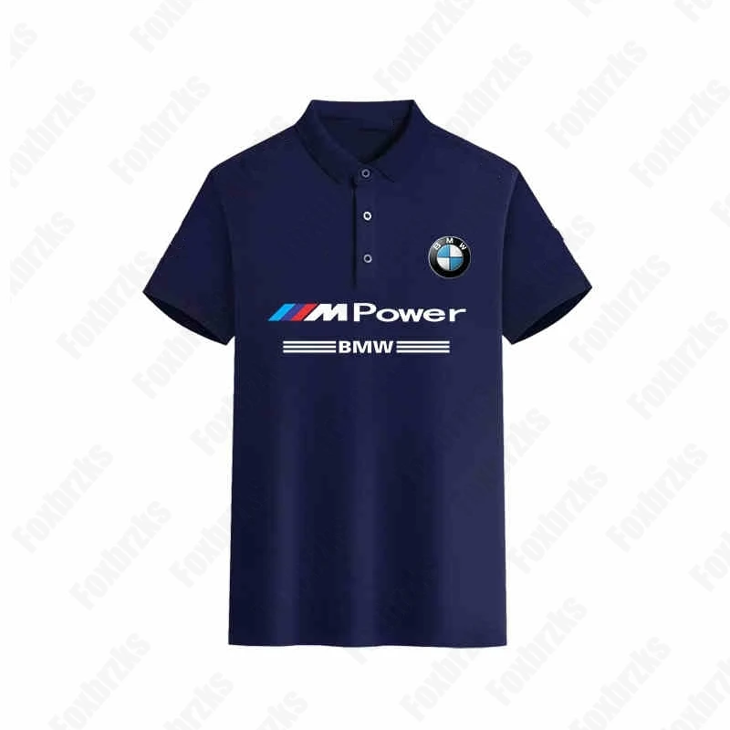 남성용 BMW 로고 여름 칼라 폴로 셔츠 남성용 캐주얼 루즈 품질 편안한 BMW 남성용 반팔 탑 버튼 가디건 2025
