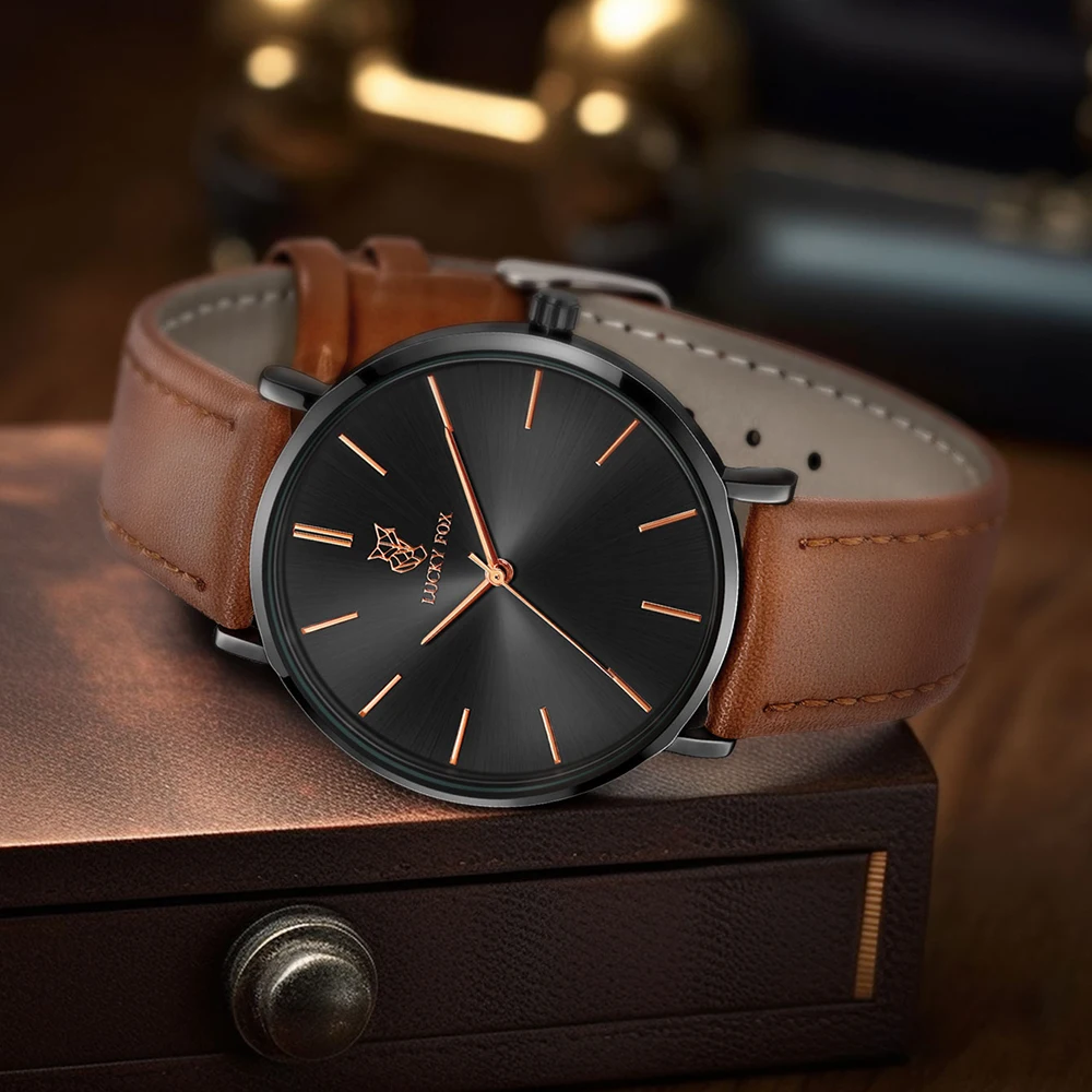LUCKY FOX Classic Luxury Men Watch Simple Casual Men and Women Round Large Dial Quartz Watch Clock Gifts Men Reloj 3