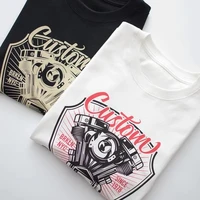 Men's American Retro Heavy T-shirt Ami Kaji High Quality Cotton Round Neck Locomotive Print Short-sleeved T-shirt Men's T-shirt 1