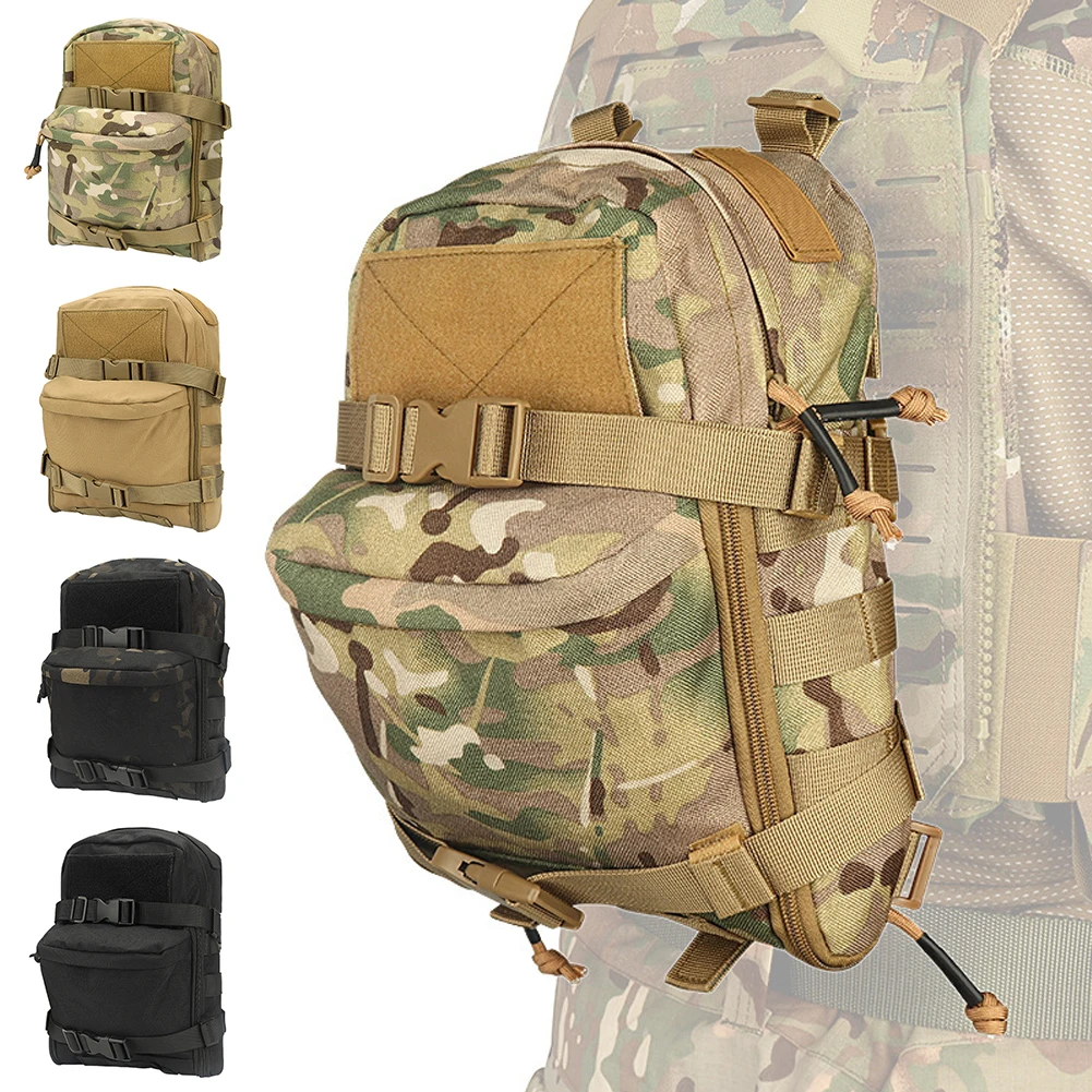 Tactical Hydration Pack Mini Back Panel Water Bag Nylon Molle Pouch Hunting Lightweight Vest Hose Accessories Zipper Backpack