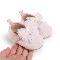 MISOWMNJOY Cute Baby Girl Flats with Bows Floral Soft Soles Infant Mary Jane Shoes Anti-slip Casual Walking Shoes for Newborn 1