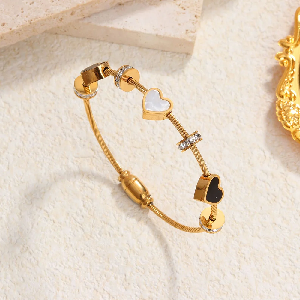 Fashionable Simple Love Shell Round Bracelet Zircon Butterfly Roman Numeral Women's Bracelet Couple Accessories 4