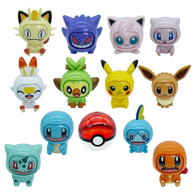 Genuine Pokemon Anime Pikachu Bulbasaur Pokeball Model Set Eevee Gengar  Mewtwo Action Figure Face-changing Doll Elf Ball Toys - Action Figures -  AliExpress