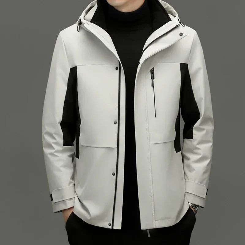 Chaqueta de plumón ultraligera para hombre, chaqueta de invierno con capucha y relleno de plumón de pato, novedad de 2024, para hombre