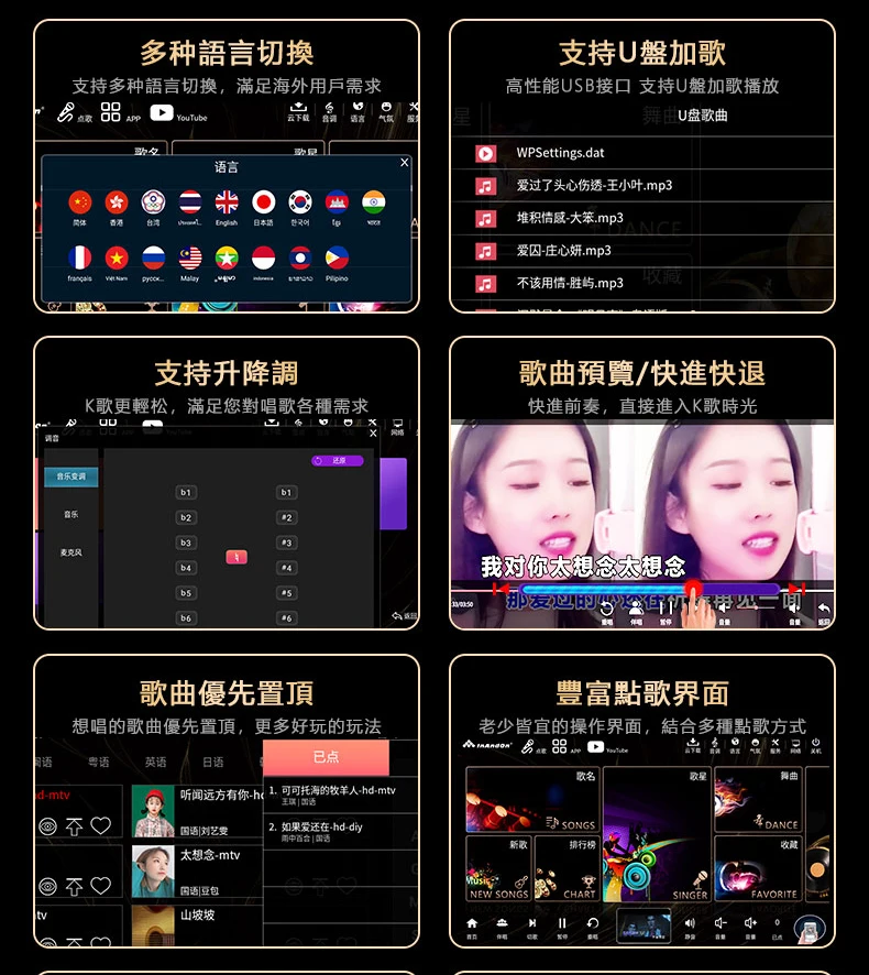 InAndOn KTV Karaoke System with Wireless Microphone, 18.5 Inch Capacitive Touch Screen 650K Cloud Song YouTube, 4T