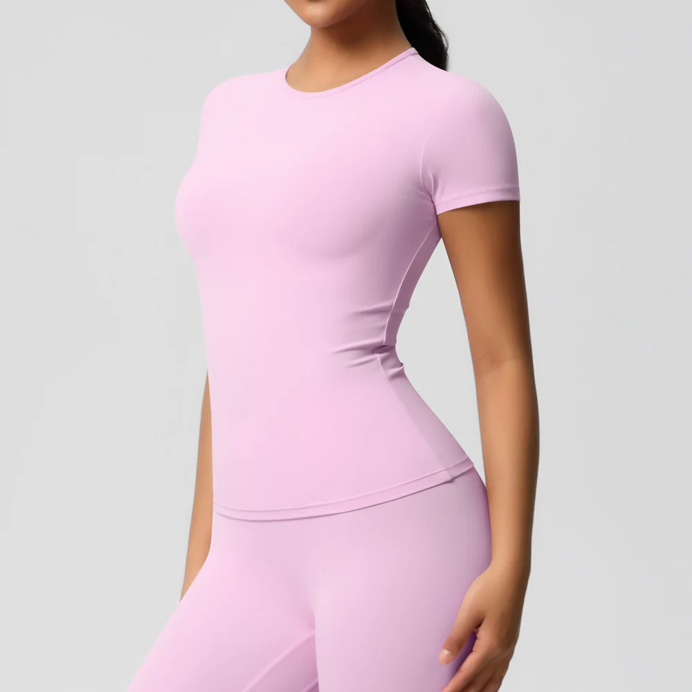 جديد إمرأة الجري الرياضة تي شيرت الصيف قصيرة الأكم...