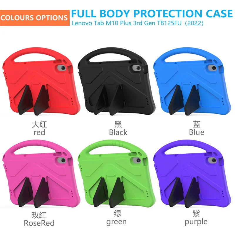 Per Lenovo Tab M10 Plus 3Rd Gen Tb-125Fu 10.6 "Tablet Safe Kids Foam Eva Antiurto Stand Maniglia Cover Funda Coque Con Maniglia