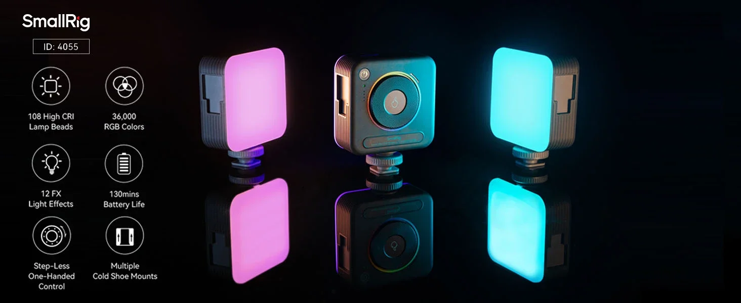 SmallRig P108 RGB Video Light 360° Portable LED Camera Photography Lighting 2500