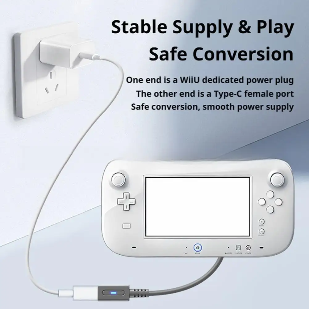 WiiU 45W 안정적인 전원용 PD Type C 여성용 어댑터 유연한 12cm 안티 브레이크 휴대용 게임 콘솔 충전 케이블 코드