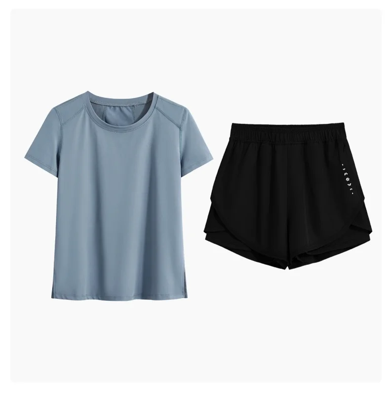 DRUR Gym Set Damen M-4XL Loose Fit Sommer Atmungsaktive Sportbekleidung Outfit Schnell Trocknend Schweißanzug Gym Kleidung Frau 2-teiliger Trainingsanzug – Detail 11