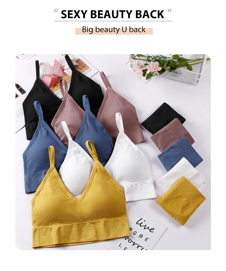 French Backless Push Up Underwear Set Women Sexy G-String Seamless Bralette Female Lingerie Soft Tank Crop Top Gym Sport_voghion.com