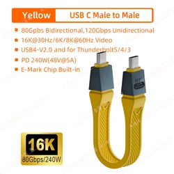 High - Speed Thunderbolt 5 USB4 Cable with 16K Support and 240W Power Delivery - 80Gbps Gen4 USB - C to EGPU Connection - Type - C to Type - C (YELLOW)