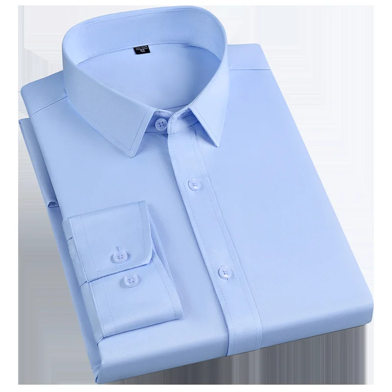 New Long Sleeve Shirt Men's Light Blue Slim Stretch Shirt Business Casual Men's Summer Men's Inch Shirt  Shirt for Men  Shirts
