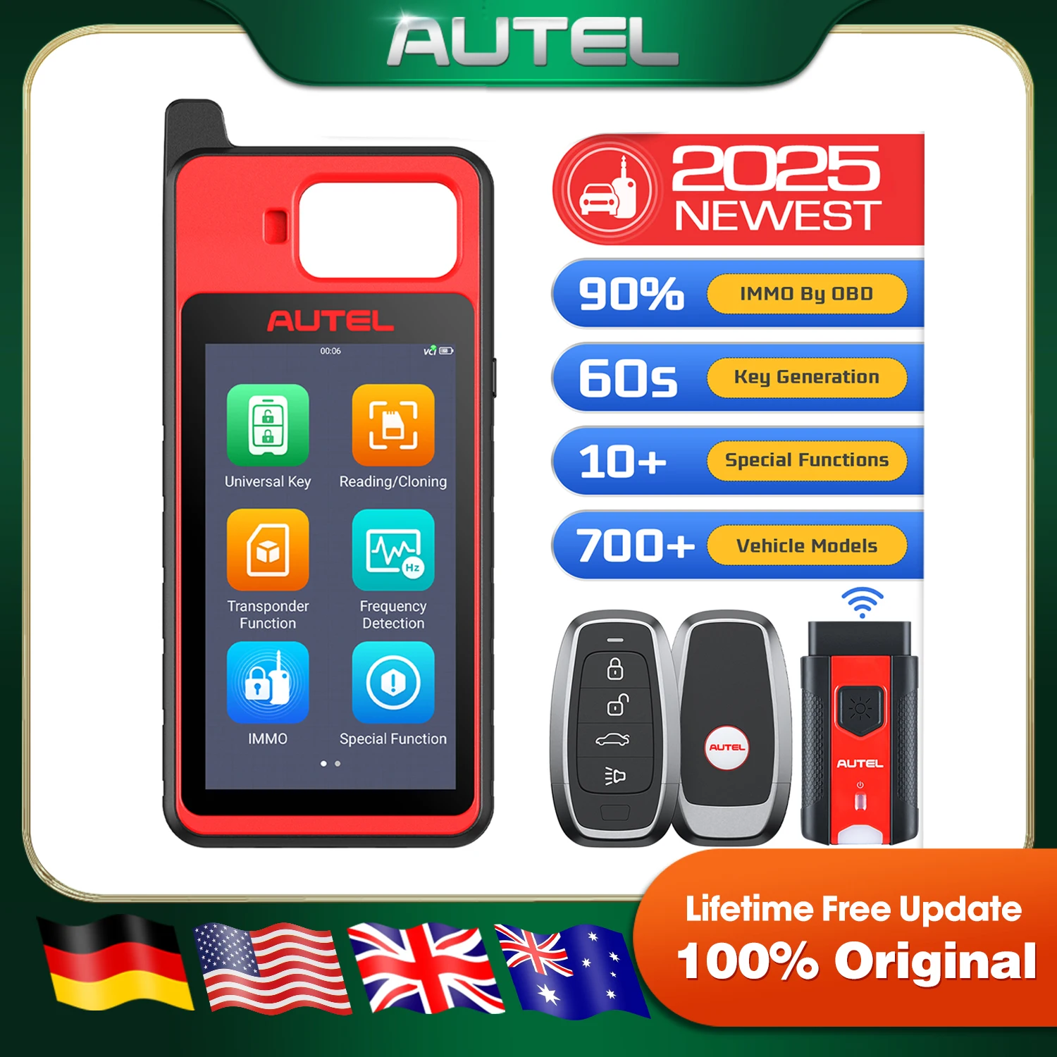 Autel MaxiIM KM100 KM100X Key Fob Programming Immobilizer Tool 60s Key Generation OBD IMMO Learning Chip Read Edit Clone
