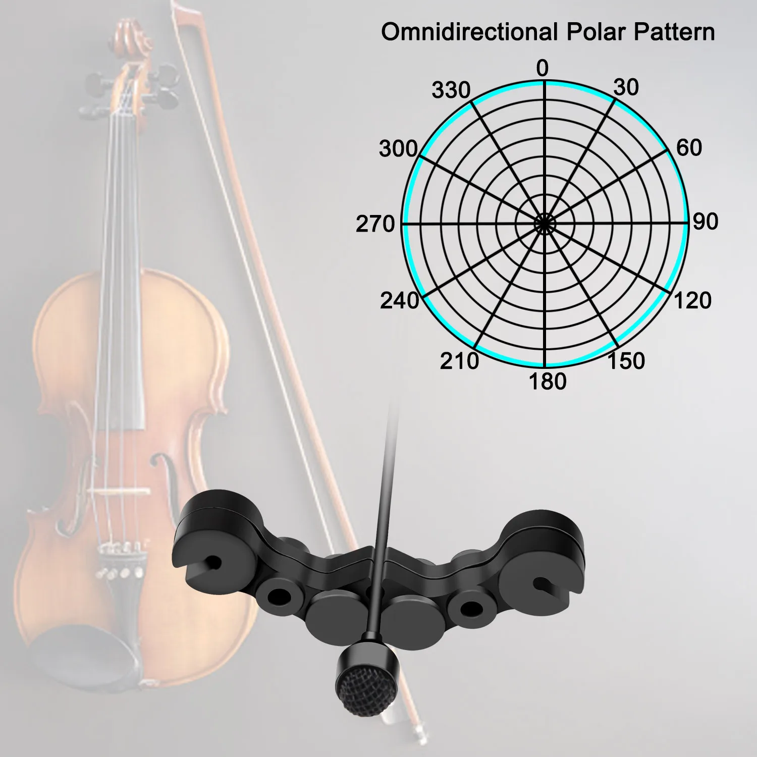 KIMAFUN Violin microphone 2.4G Wireless Instrument Microphone Professional Musical Condenser Microphone for Violin