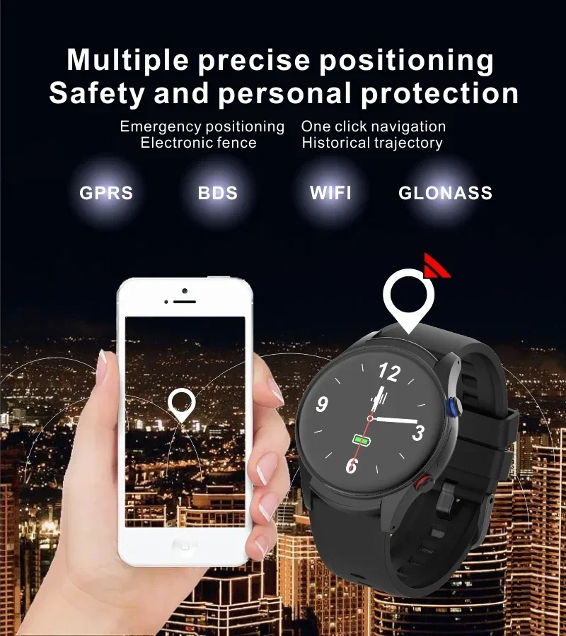 알츠하이머 노인용 VL08P GPS 스마트워치 SOS 음성 버튼 4G SIM 카드 낙상 방지 GPS 장애인 건강 데이터 스마트워치