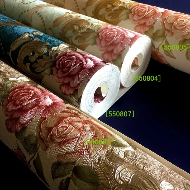 

3D Embossed Damascus Wallpapers Bedroom Living Room Background Flower Pattern 3D Texture Wallpaper For Home Decoration