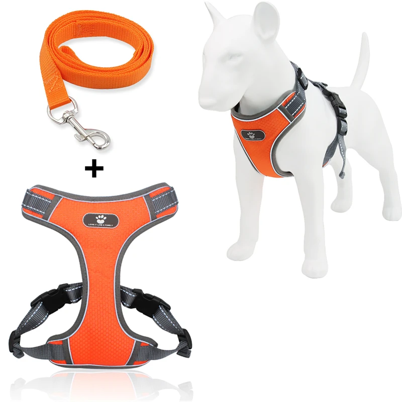 

Шлейка и поводок для домашних животных, комплект из светоотражающего жилета, среднего и большого размера, для маленьких собак, щенков, кошек