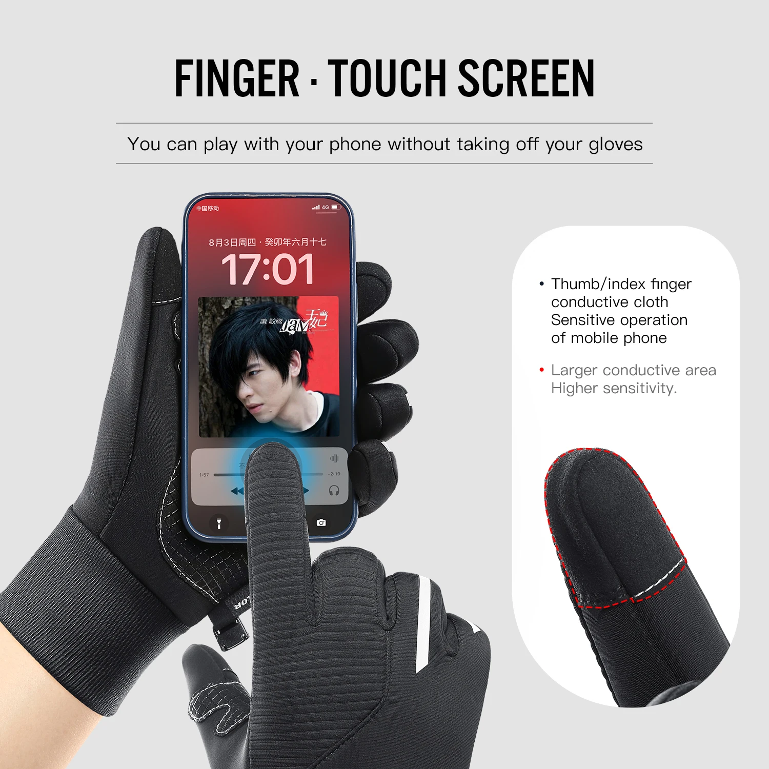 Winter Thermal Gloves,Polar Fleece Touchscreen Warm Glove Anti-slip Driving,Riding,Running,Bike Cycling Gloves Men