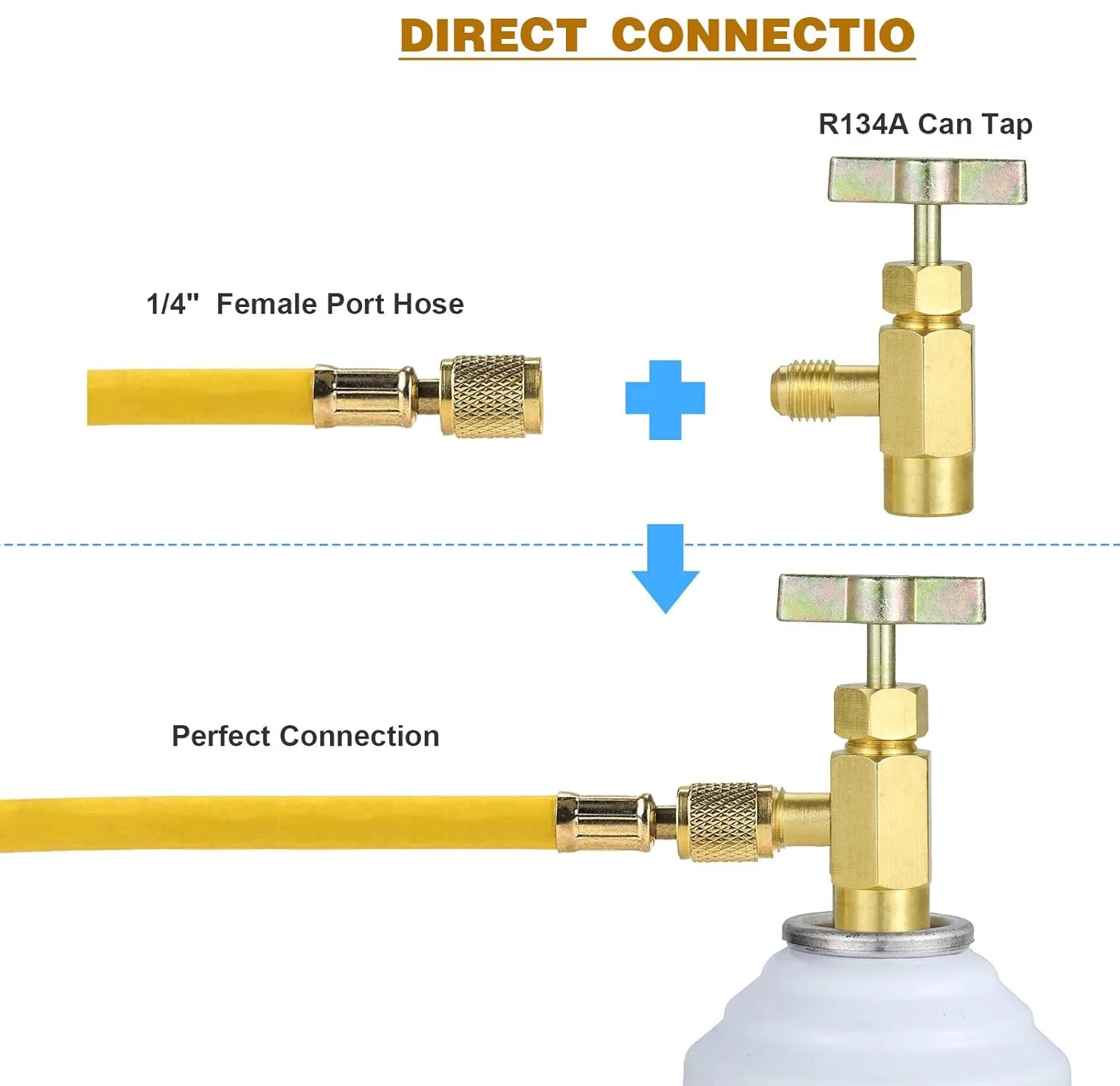 8피스 R134A 냉매 탭 키트 (탱크 어댑터, 병따개, 씰 파이프 씰, 튜브 개스킷 포함) AC 프레온 충전 호스용