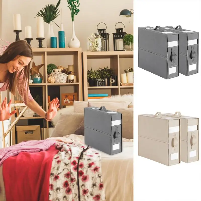 

2 PCS Bed Sheet Organizer Foldable Storage Box Foldable Sheet Organizer Storage Closet Container Sheets Set Folders with Window