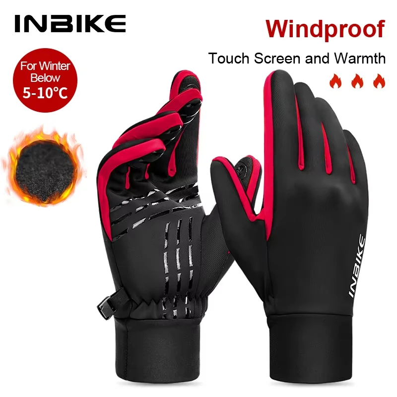 INBIKE Unisex Winter Cycling Gloves - Warm Fleece, Waterproof, Touchscreen-Enabled