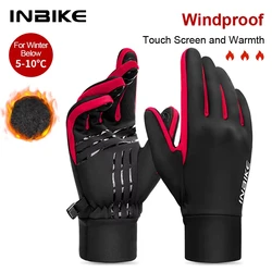 INBIKE Unisex Winter Cycling Gloves - Warm Fleece, Waterproof, Touchscreen - Enabled - XXL (Black red)