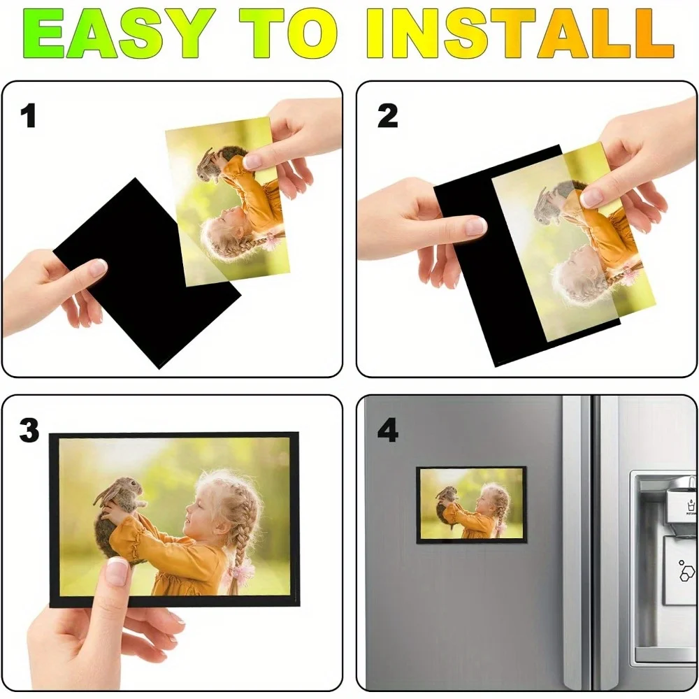 Black Magnetic Photo Frame 10 Piece Set Refrigerator Magnet Picture Sleeves Wall Art Poster Hanger Home Decoration Holder photo frame