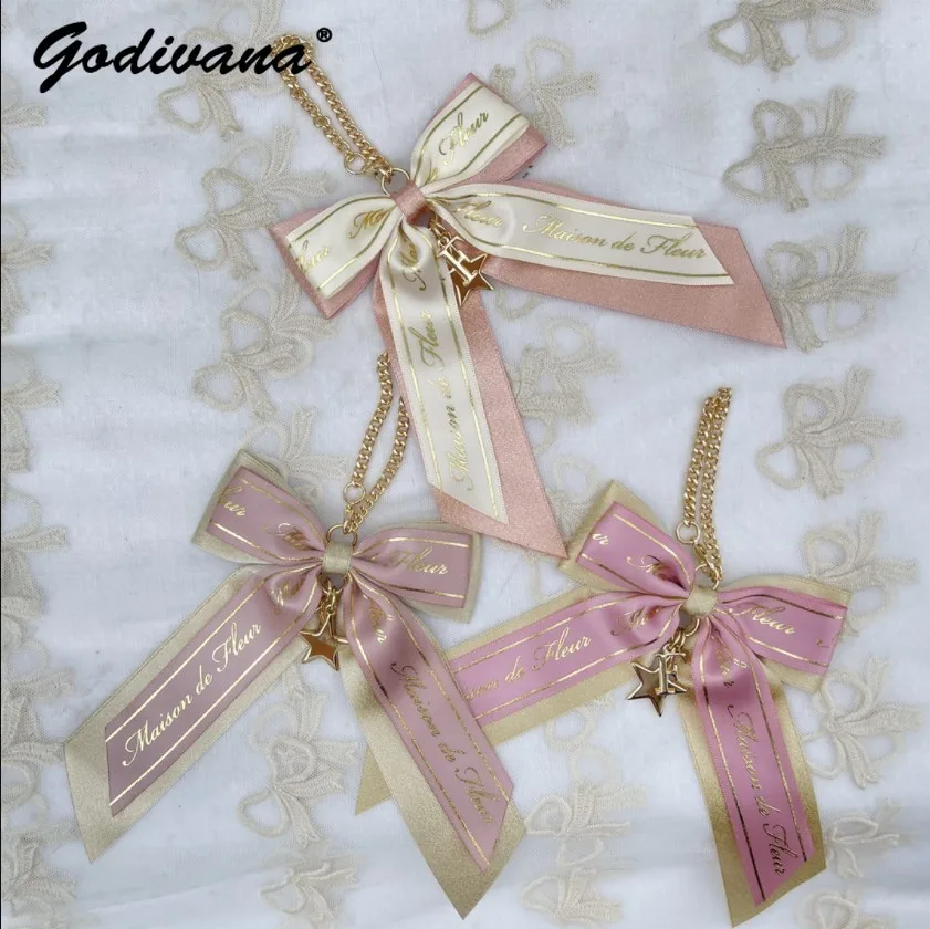 New Lolita Style Five-Pointed Star Big Bow Jewelry Pendant Letter Bowknot Pendant for Handbag Women's Cute Bag Charms