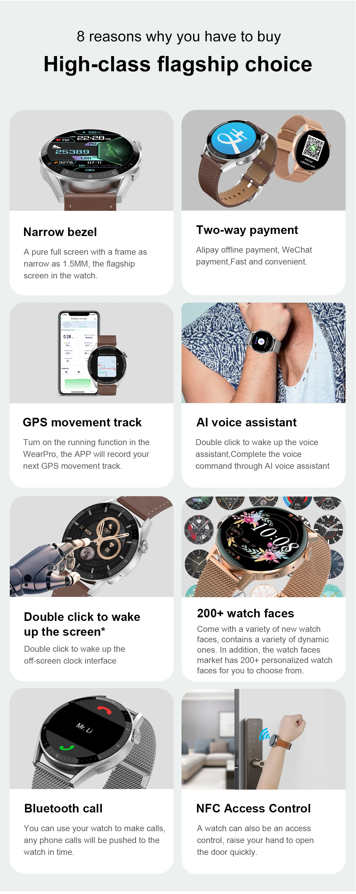 ο 2022 Smartwatch NFC Ʈ ġ   ׼  GPS  Ʈ ƮϽ 