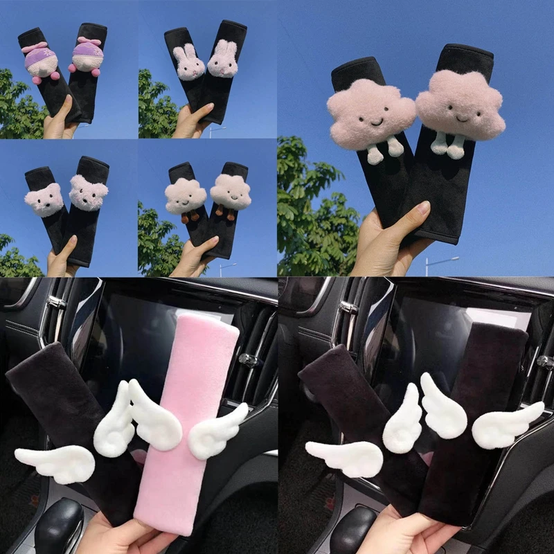 Cute Soft Cloud Wings Car Styling Seat Belt Cover Shoulder Strap Harness Cushion Seatbelt Shoulder Pad Protector Auto seat belt covers 2pcs/set