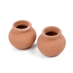Set of 2 Mini Terracotta Clay Planters - Ideal for Succulents and Garden Crafts (C)