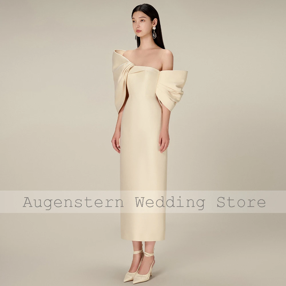 Cocktail Dress Elegant Cocktial Gowns for Women Off the Shoulder Tea Length Cocktail Dresses Midi Champagne Sheath Simple Party Dress