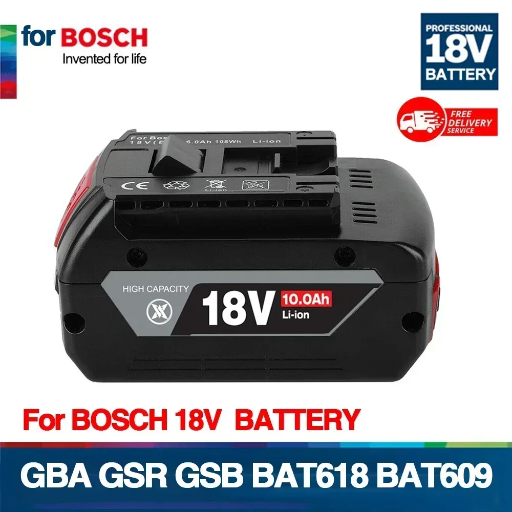 

NEW 18V 10Ah Rechargeable Li-Ion Battery For Bosch 18V Power Tool Backup 6000mah Portable Replacement BAT609 Indicator Light