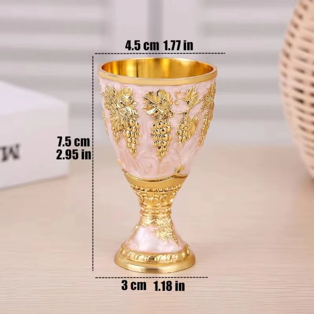 New European Style Wine Glasses Mini 30ml Spirits Cup Vodka Goblet Wedding Chalices Retro Alloy Red Liquor Glass