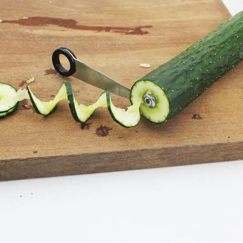 Spiral Slicer Blade Cucumber Carrot Potato Vegetable Spiral Knife Kitchen Tool stainless steel curler Handheld kitchen accessory 4