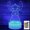 Stitch Lamp 16Colors 3D Night Light with Remote Control Room Decor Valentine's Day Anniversary Birthday Present Christmas Gifts 2