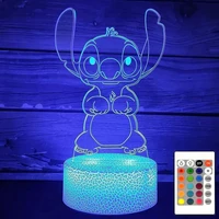Stitch Lamp 16Colors 3D Night Light with Remote Control Room Decor Valentine's Day Anniversary Birthday Present Christmas Gifts 2