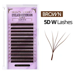 ARISON Multi - Dimensional Volume Eyelash Extensions - Soft Faux Mink Premade Fans - 11mm (Brown 5D W)