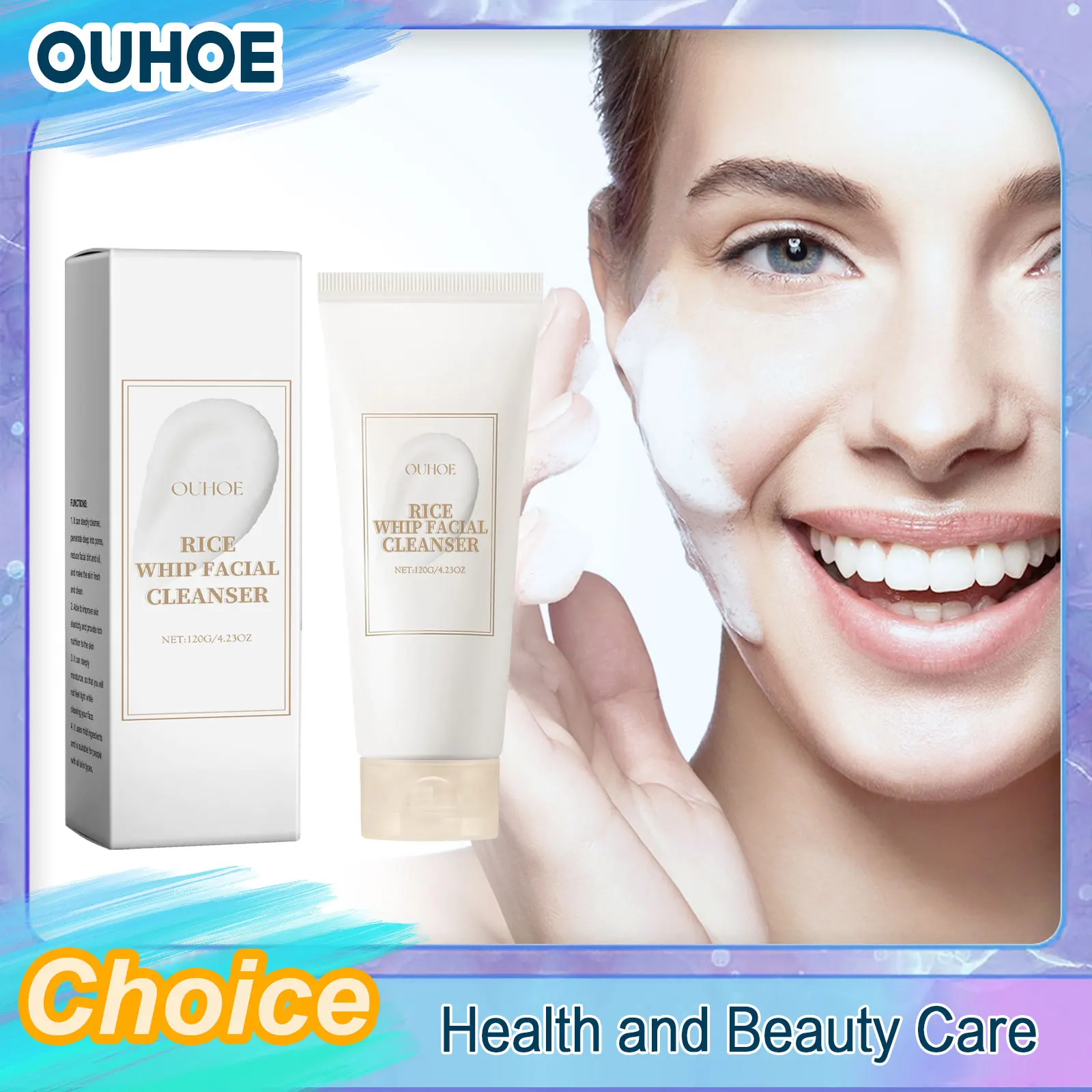 Rice Face Wash Cleanser Oil Control Purifying Cleansing Pores Moisturizing Brightening Soothing Rejuvenation Foam Glow Skin Care facial cleanser
