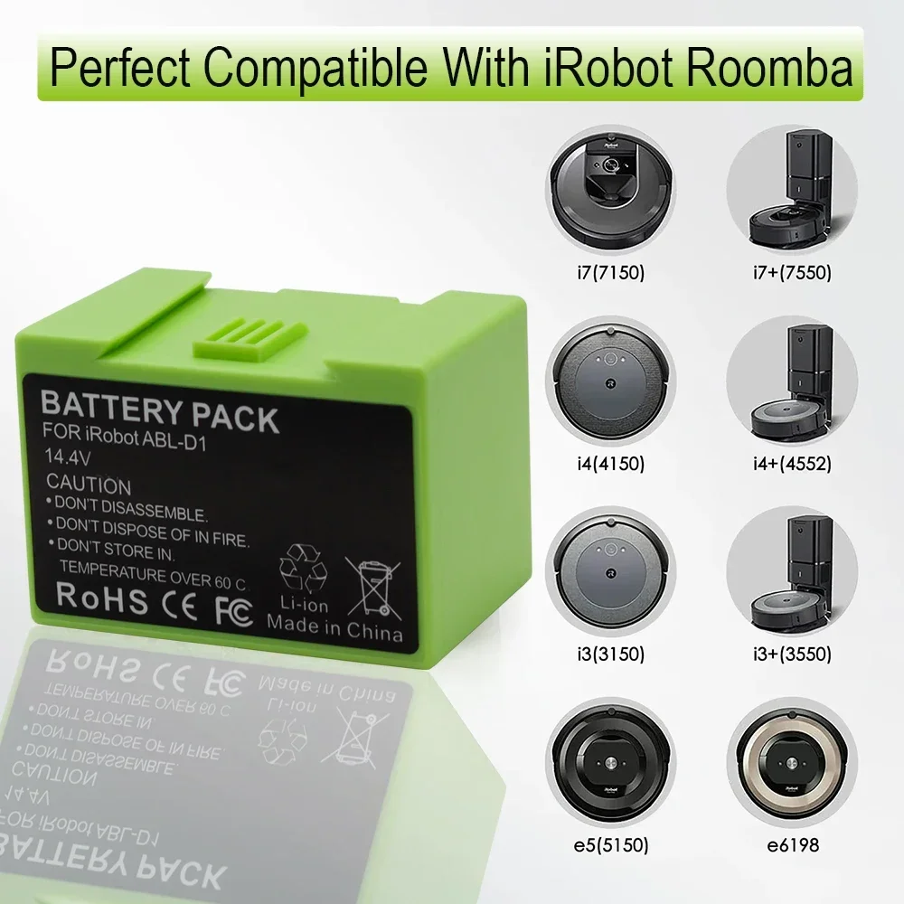 14.4V 2600mAh/3200mAh Battery Replacement for iRobot Roomba e and i Series i7+ e5 7150 7550 i3 3150 i3+ 3550 i4 4150 i4+ 4624864 power tool battery rechargeable lithium batteries rechargeable nickel zinc batteries rechargeable nickel metal hydride batteries