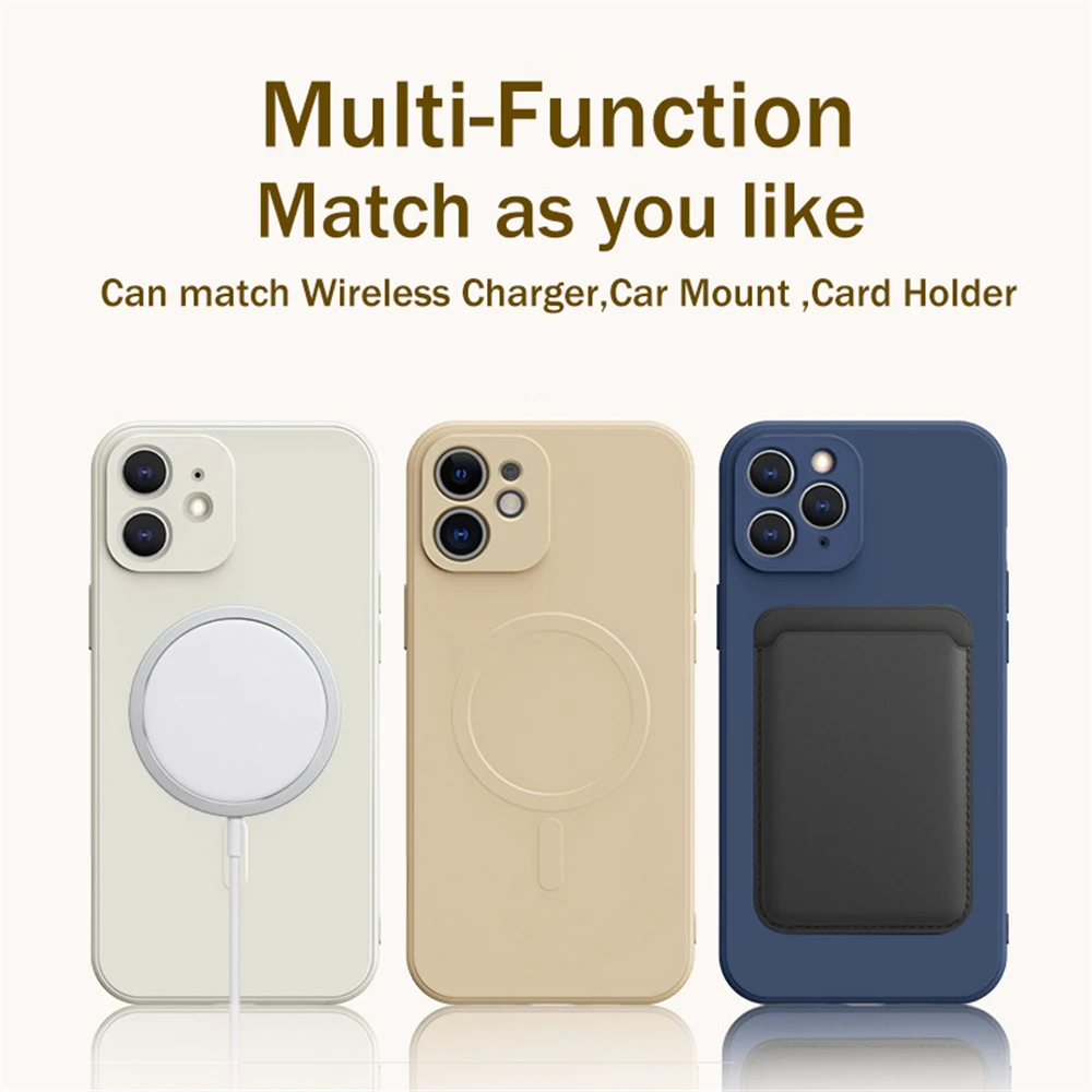 Magsafe Magnetic Wireless Charging Liquid Silicone Phone Cover with Strap