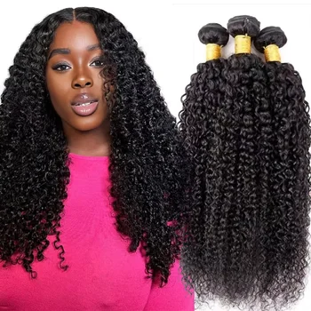 Afro Kinky Curly Human Hair Bundles 100% Virgin Raw Human Hair Bundles Hair Extensions Brazilian Hair Weave Bundles 30 32 40inch 1