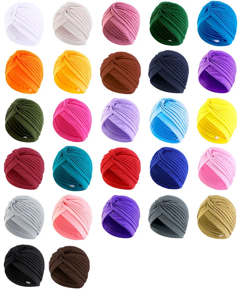 Stretchy Knot Twist Turban Bandanas Women Headscarf Bonnet Muslim Hijab Indian Hats Female Chemo Cap Adult Solid Color Head Wrap 2