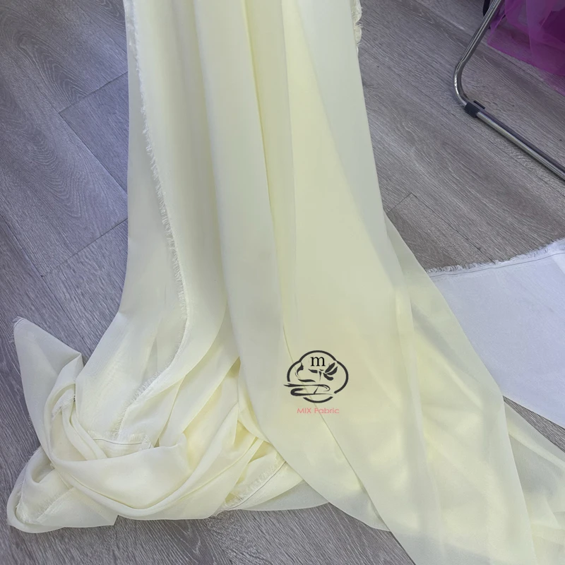 Elegant White Ivory Chiffon Fabric - Luxurious Georgette for Bridal Veils, Wedding Decor, and DIY Creations