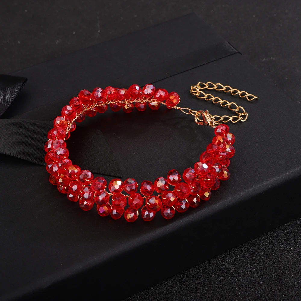 Matrimonio festa nuziale Prom braccialetto di cristallo di lusso fatto a mano rosa rosso blu Champagne verde 16 colori donne gioielli da sposa damigella d'onore  320