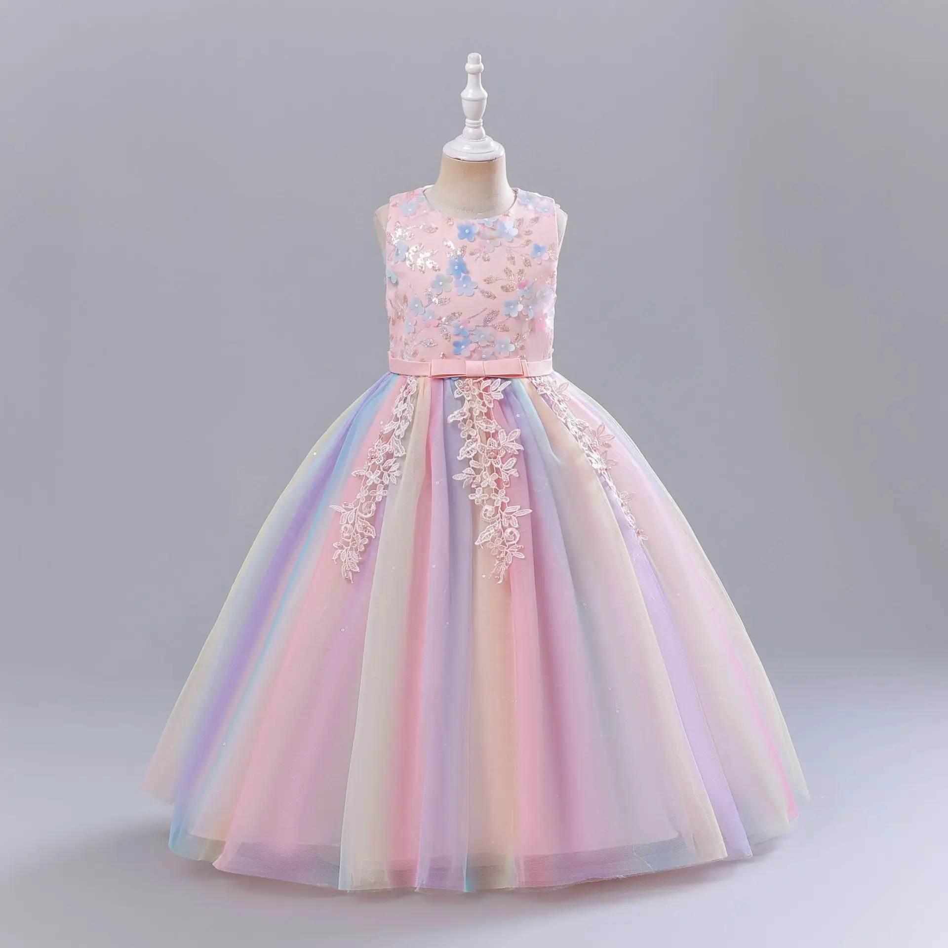 

Baby Girls Flower Princess Ball Gown Party Tutu Trailing Dress For Brithday Wedding Kids Christmas Dresses Children Clothing