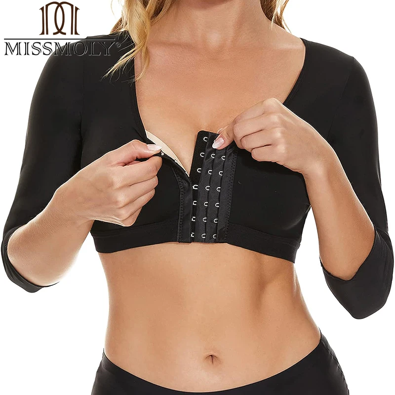 Correttore Posturale Gobba Supporto Per Il Seno Shaper Reggiseno Donna Braccio Superiore Post Chirurgico Compressione Faja Shapewear Con Maniche Lunghe - Foto 3