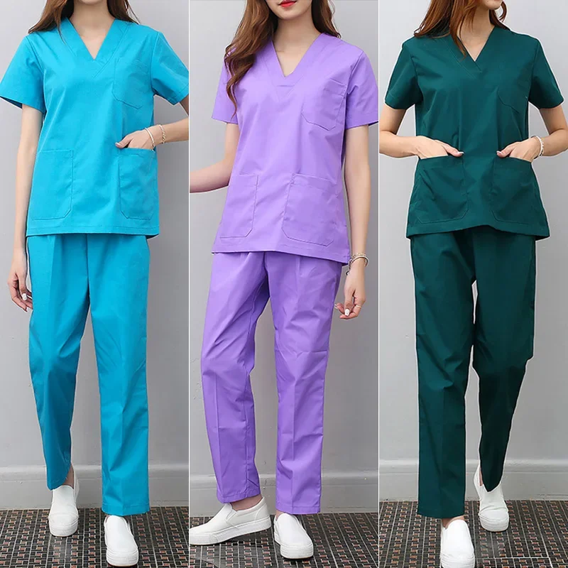 Medical Uniform viaoli Scrubs Uniform Suit Beauty Pet Shop Spa Uniform Salon Womens Scrub Set Work wear Scrub Suit Coat + pants
